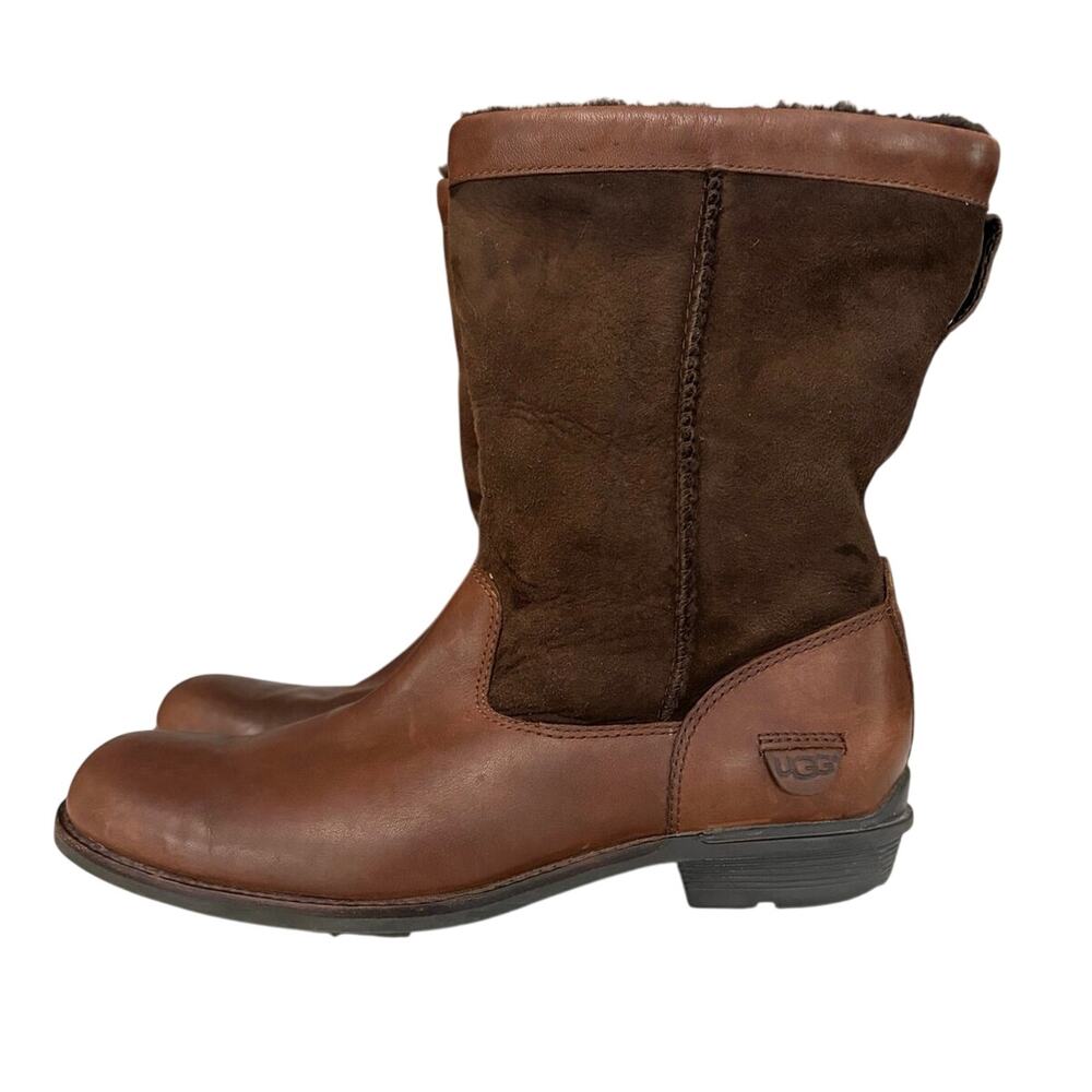 Vtg UGG Australia Brookfield leather boots women’s sz 10 brown suede shearling